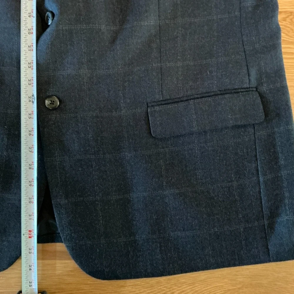 Lauren Ralph Lauren 52 Navy Plaid Wool Blazer Mens XL Sport Coat 22.5